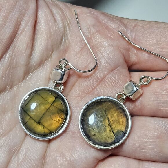 **Last Chance!! Final Sale** Silver Tone Eclectic Round Brown Earrings - Picture 1 of 10